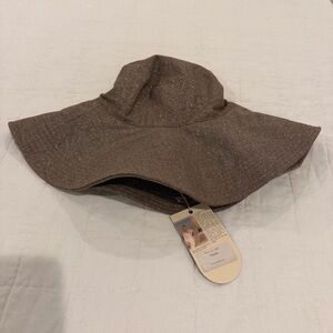 FloraBella Marlo Beach Wide-Brim Hat Brown and Silver NWT